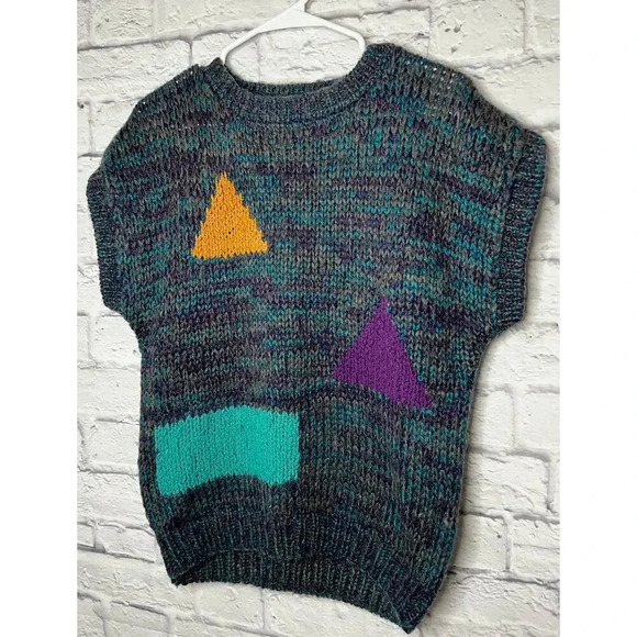 80s vintage SML SPORT hand knitted mohair wool blend sweater top size M. - Picture 2 of 7